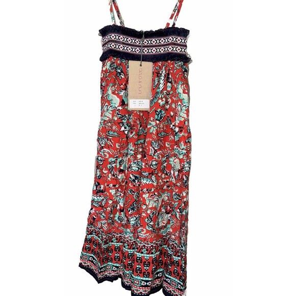 Girls Bela & Nuni Boho Chic Spring Summer Dress various sizes Blue Orange Teal 4 - Picture 1 of 7